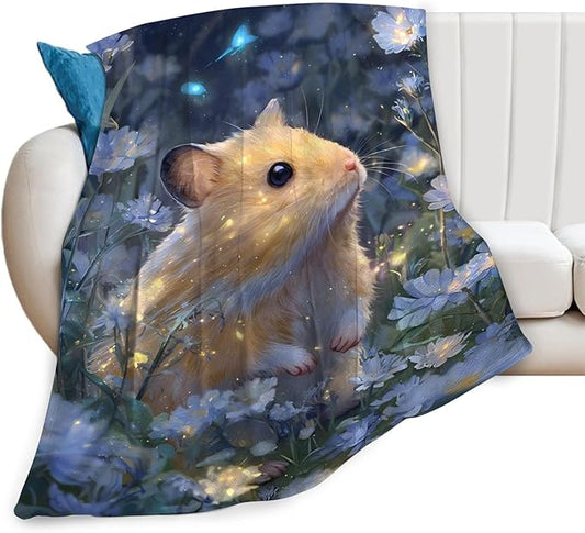 Hamster Blanket Gifts for Girls Boys Cute Animal Lover Throw Cozy Plush Fleece Flannel Lightweight Fuzzy Blankets for Women Men 80"X60"