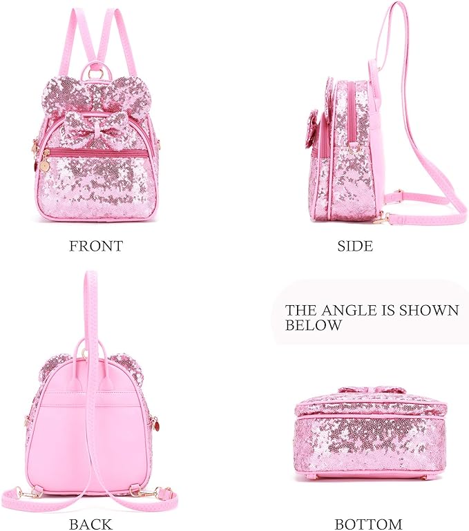 KL928 Girls Mini Backpack Bowknot Polka Dot Cute Small Daypacks Convertible Shoulder Bag Purse for Women