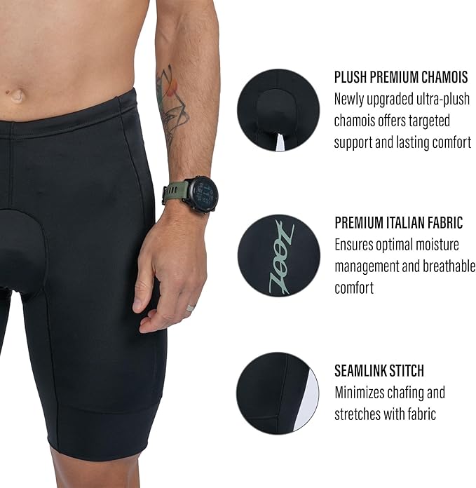 Zoot Men’s Core 9-Inch Tri Shorts, Quick Dry Performance Triathlon Shorts with Cycling Chamois Pad, Pockets & UPF 50+ Fabric