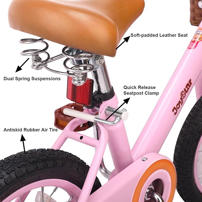 JOYSTAR Classic Style Kids Bike with Training Wheels & Basket, 12 14 16 Inch Girls Bike for 2-7 Years Old, Kids' Bicycles