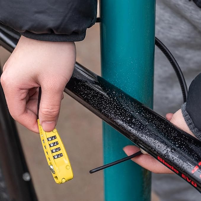 CXWXC Zip Tie Lock - 4-Digit Combo Cable Locks for Bike Motorcycle Helmet, Skateboard, Skis, Snowboard, Stroller & Cabinet - Ideal for Lightweight Security (Yellow, 70CM)