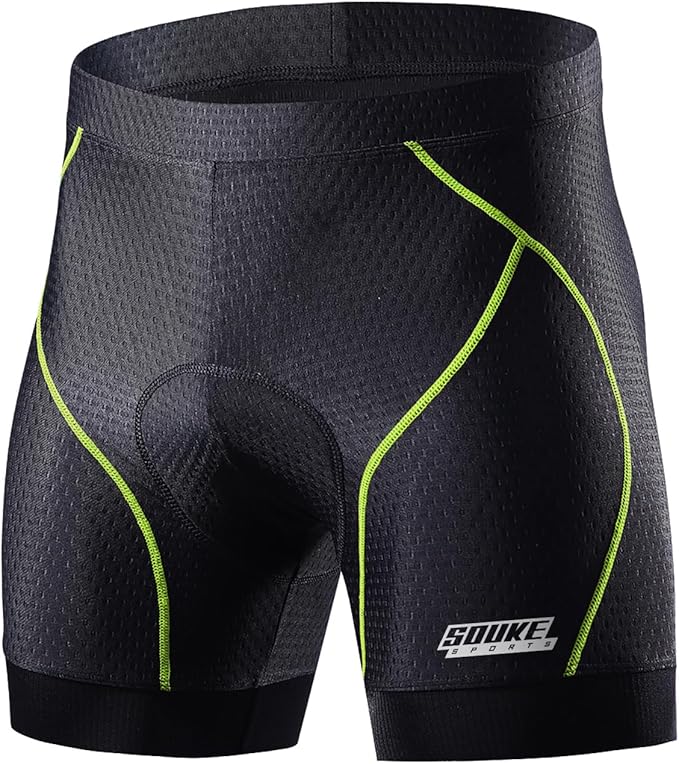 Souke Sports Men's Cycling Underwear Shorts 4D Padded Bike Bicycle MTB Liner Shorts with Anti-Slip Leg Grips