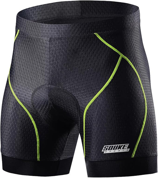 Souke Sports Men's Cycling Underwear Shorts 4D Padded Bike Bicycle MTB Liner Shorts with Anti-Slip Leg Grips