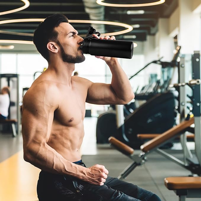 16 oz Insulated Water Bottle with Straw Lids, Stainless Steel Kids Water Bottles for School, Double Wall Vacuum Metal Water Bottle with Straw & Wide Mouth Lid, Black 8 Pack