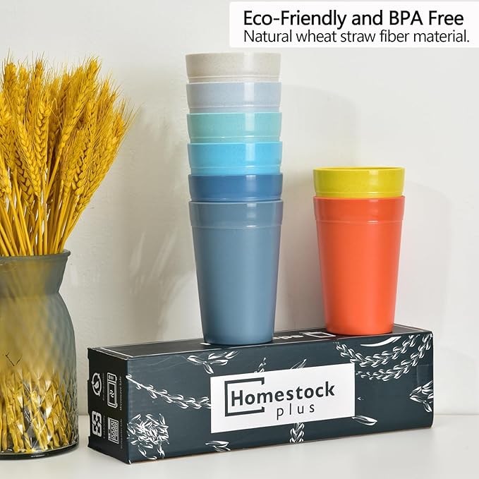 Homestockplus 【Set of 8】 20 Oz Tumbler Cups,Unbreakable Drinking Cups Microwave and Dishwasher Safe BPA Free E-Co Friendly Reusable Cup For Smoothies,Water