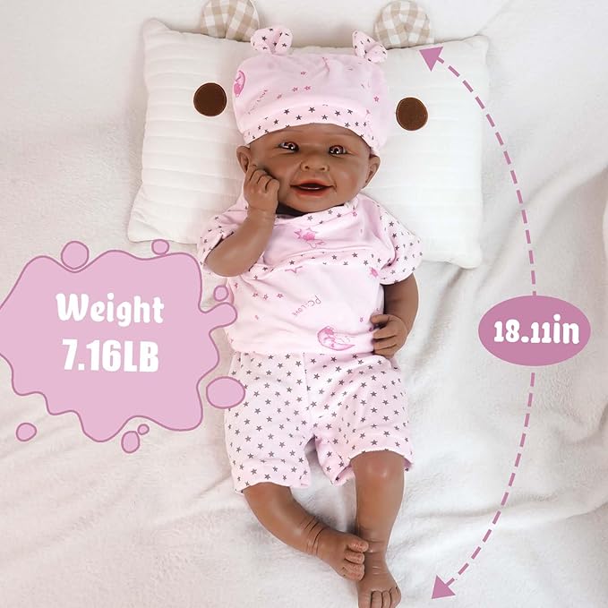 19.49 in Full Silicone Reborn Baby Dolls, 1:1 Lifelike Newborn Dolls Non Vinyl Realistic Reborn Toddler Dolls Boy Washable Sleeping Doll