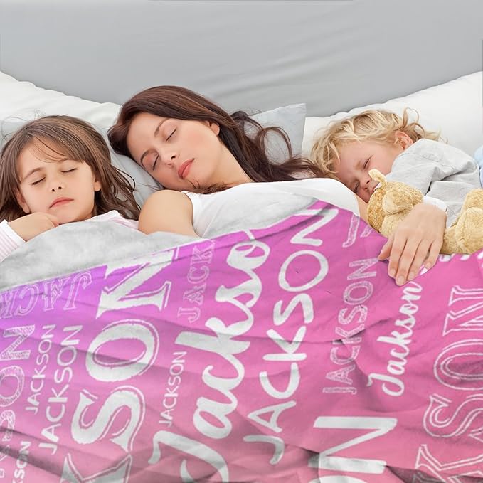 Ship Next Day, Personalized Baby Blanket with Name - Printed in USA, Custom Name Blanket for Boys Girls Kids, Customized Flannel Blankets Gifts for Teen Shower Toddlers Christmas Brithday