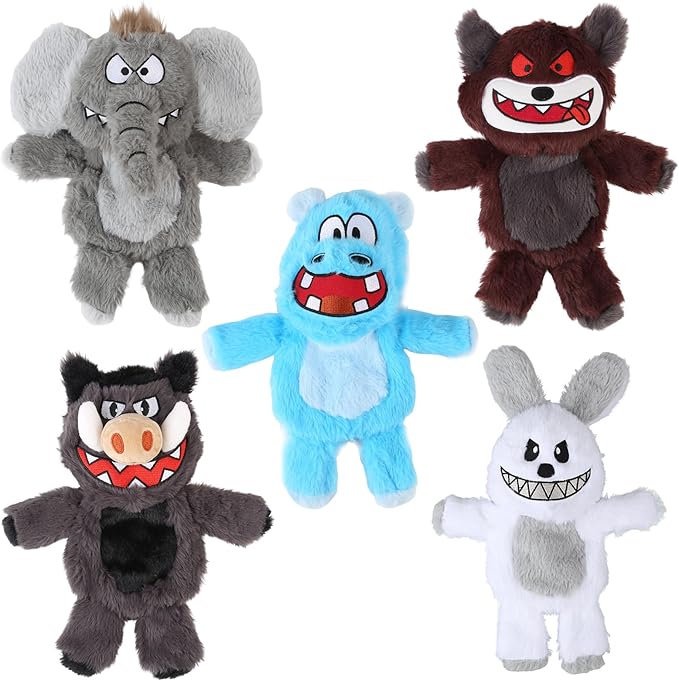 Bzonsmart Squeaky Dog Toys, 5 PCS Crinkle Dog Toy Plush, Dog Toys Value Pack for Small Medium and Large Dogs, Dog Chew Toys to Keep Them Busy