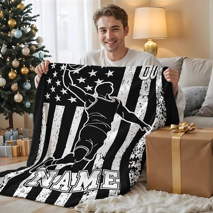 Basketball Blankets for Kids Teens Adults, Custom Name 80x60 Inches Twin Size Lightweight Soft Comfort Basketball Players Throw Blankets for Living Room Home Decor