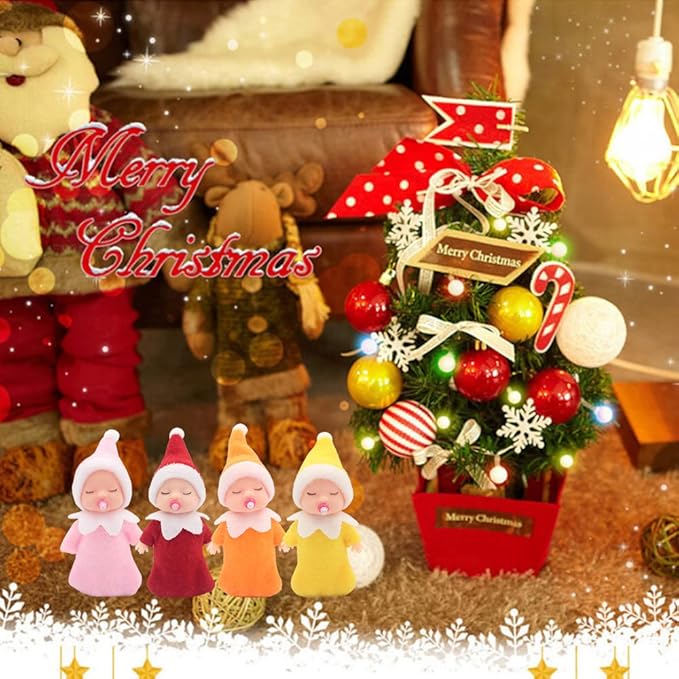 WULEEUPER Sleeping Elf Doll with Pacifier | Christmas Miniature Elf Doll Toys | New Year Holiday Decoration Party Gift (Purple)