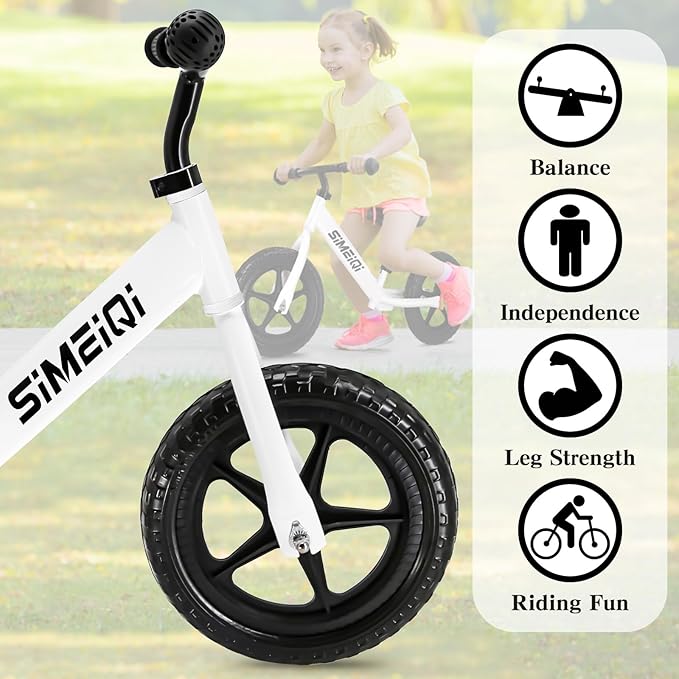 SIMEIQI 12" Balance Bike for Boys Girls 2 3 4 5 Years Old No Pedal Walking Balance Training Sports Bicycle for Kids Toddlers