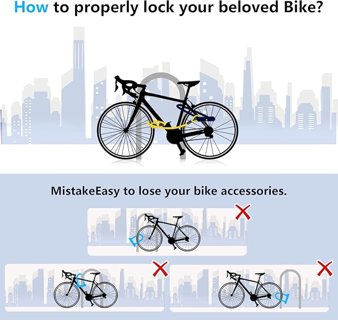 Bike U Lock with 5ft Security Cable 17mm Shackle, Bike Lock with 3 Keys and Mounting Bracket, Bicycle U-Locks Perfect for Road, Mountain, and Electric Bikes,Bicycle Lock