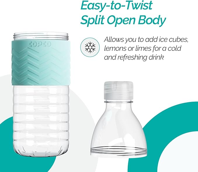 Copco Hydra 16.9 oz Water Bottle with Leak-Proof Lid - Tritan Reusable with Textured Grip Sleeve - BPA-Free, Shatter-Resistant, Dishwasher Safe for Travel, Gym, Work, Outdoor Adventures (Robin Blue)