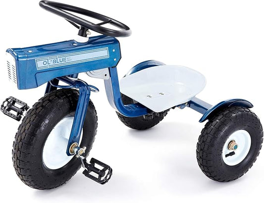 Tricam Kids 22" Steel Ride-On Tractor Tricycle, Toddler Bike for Ages 2-5, Blue