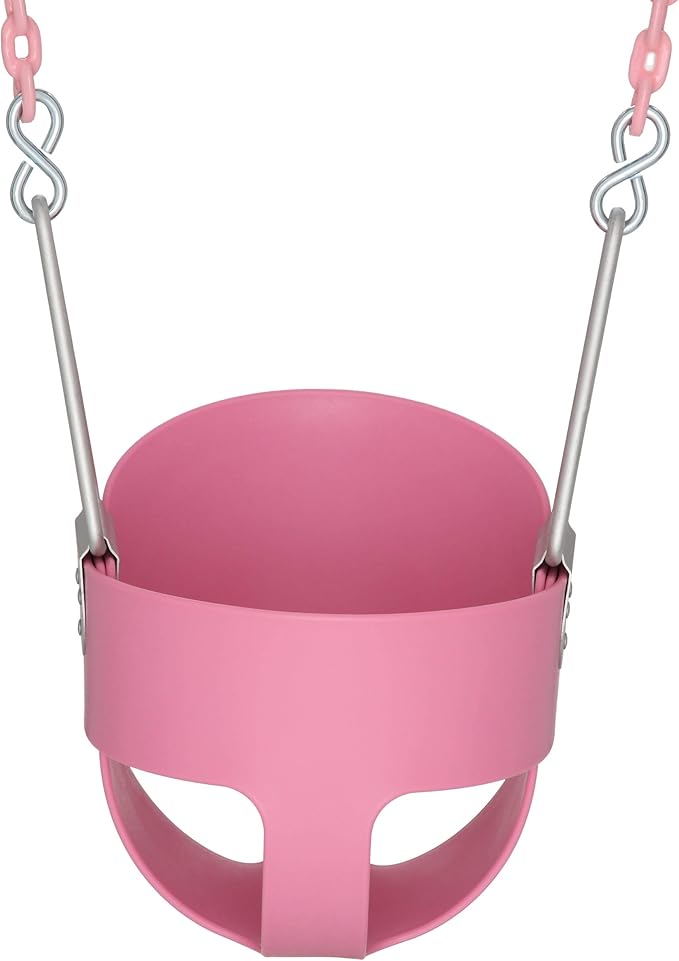 Gorilla Playsets 04-0008-PK/PK Full Bucket Toddler Swing, Pink Bucket, Pink 60" Plastic Coated Chains, 50 lb Capacity