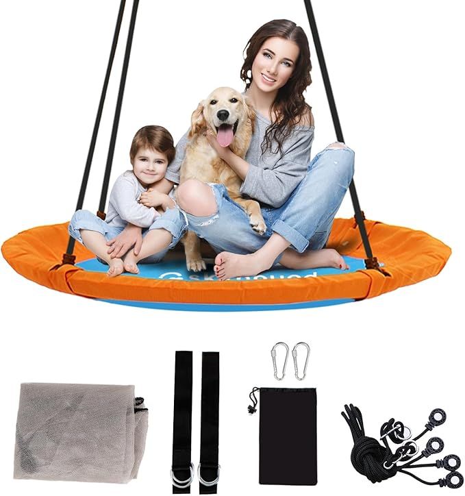 SkyBound Tree Swing Saucer Swing - 600LB Weight Capacity - Outdoor Swing with Hanging Straps - Waterproof Tree Swings for Kids - Tire Swings for Trees - Durable Flying Swing Seat for Children