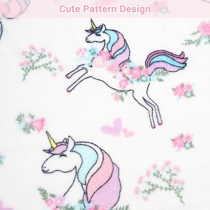 Viviland Kids Throw Blanket, Unicorn Print Blankets for Girls, Warm Lightweight Plush Throw Blanket Unicorn Fleece for Sofa Chair Couch Bed, for Kids, 50" x 60"