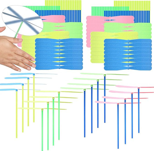 100 Pcs Flying Helicopter Toys Set, 50 Propeller+ 50 Rod,Hand Helicopter, Party Favors Outdoor Toy for Kids Ages 4-8, Gift Summer Outside Yard Activities Birthday Gifts 3 5 6 Year Old Girl Boys