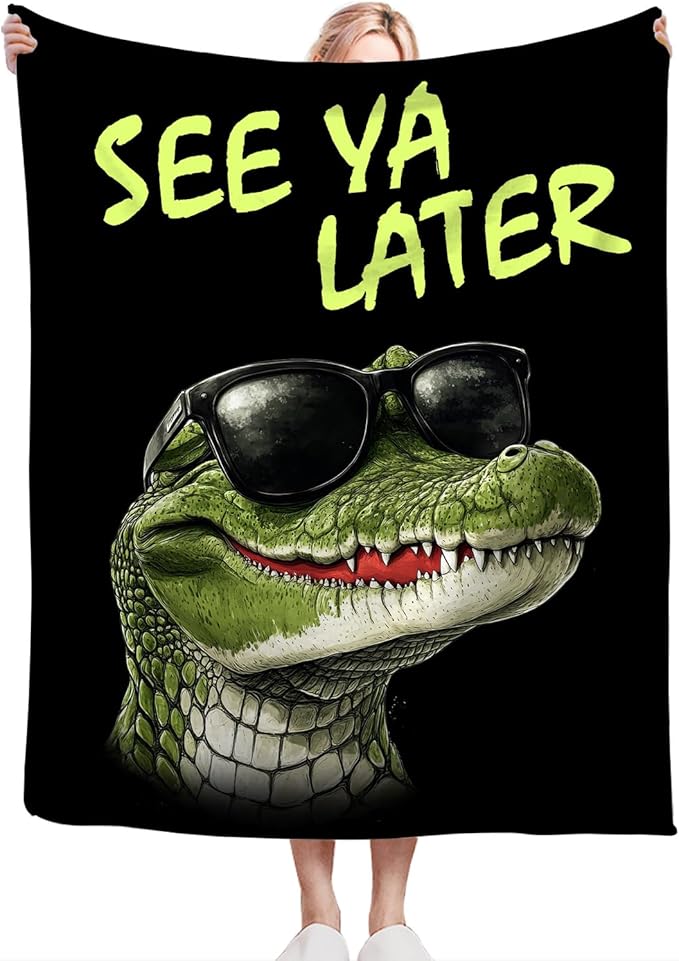 Crocodile Blanket Fleece Soft Warm Plush Funny Alligator Animal Throw Blankets Lightweight Plush Fuzzy Cozy Blanket Gifts for Kids Adults Suitable for Couch Sofa Bed 80"X60"