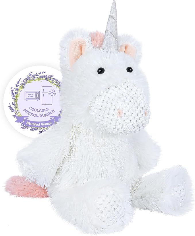 Coolable Warmable Unicorn Stuffed Animal, Microwavable Stuffed Animals Heating Pad for Soothing & Relaxation, Lavender Plushies for Stress Relief, Stuffed Unicorn Gifts for Girls
