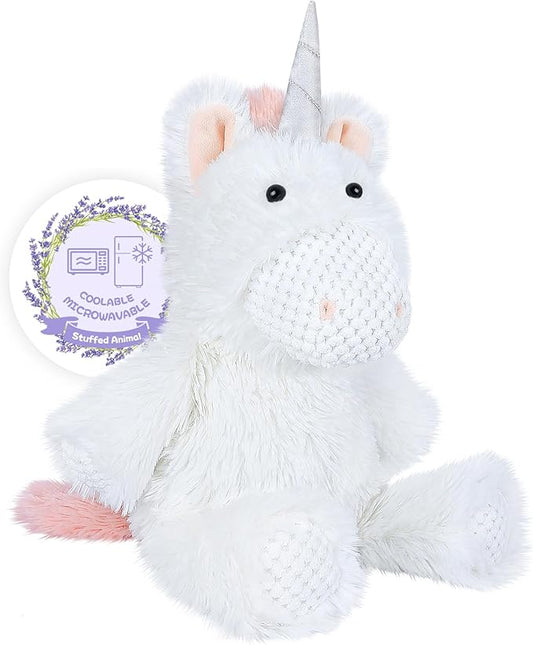 Coolable Warmable Unicorn Stuffed Animal, Microwavable Stuffed Animals Heating Pad for Soothing & Relaxation, Lavender Plushies for Stress Relief, Stuffed Unicorn Gifts for Girls