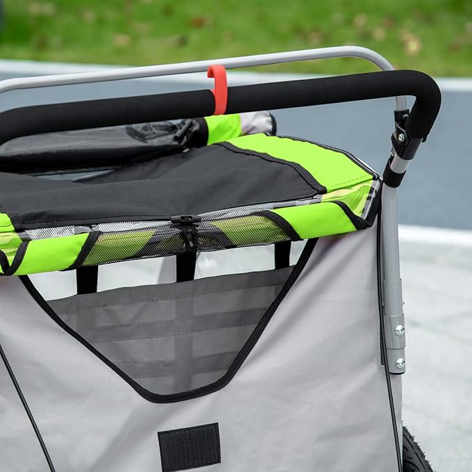 Aosom 2-in-1 Walk/Ride Child Baby Bike Trailer for Kids 2 Seater, High-Visibility Bike Stroller for Toddler Wagon, Weather-Strong Double Bicycle Trailer Accessory for Kids