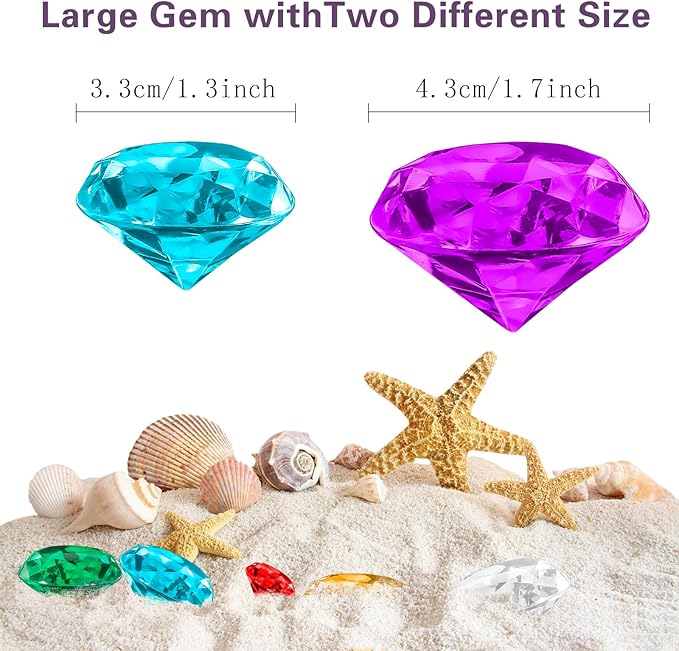Diving Gems Pool Toys, 15 PCS Colorful Big Diamond Pool Diving Toy for Kids Ages 4-8 8-12, Sinking Swimming Pool Toys, Underwater Swimming Toys Water Games Gifts for Kids Summer Pool Party Favors