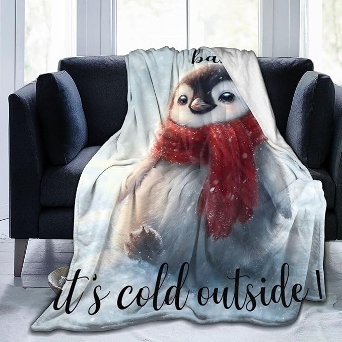 Penguin Blanket Gifts for Girls Boys Throw Cozy Plush Fleece Flannel Lightweight Fuzzy Party Blankets for Women Men 50"X40"