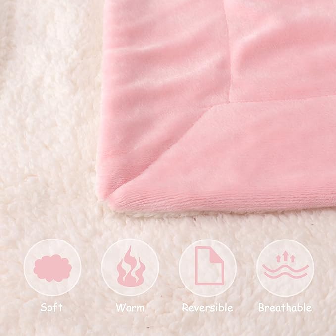 NANPIPER Baby Sherpa Blanket,Warm Toddler Throw Blanket,Soft Newborn Fleece Blanket for Winter (Pink,30x40 inches)