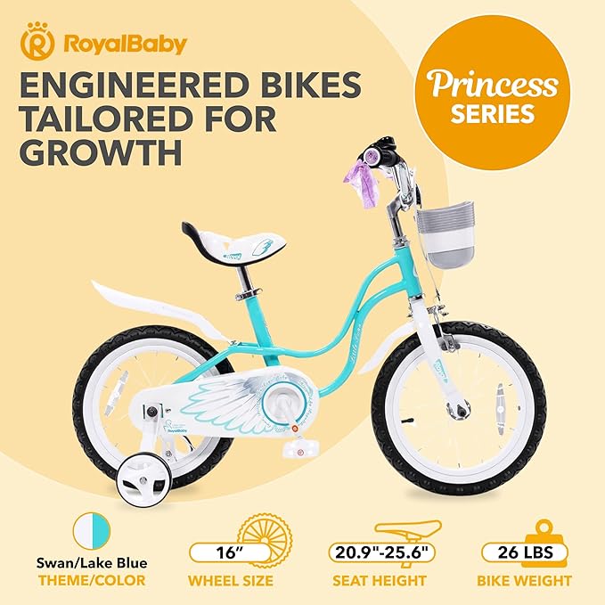 Royalbaby Princess Girls Kids Bike 12 14 16 18 20 Inch Children Bicycle with Basket for Age 3-12 Years