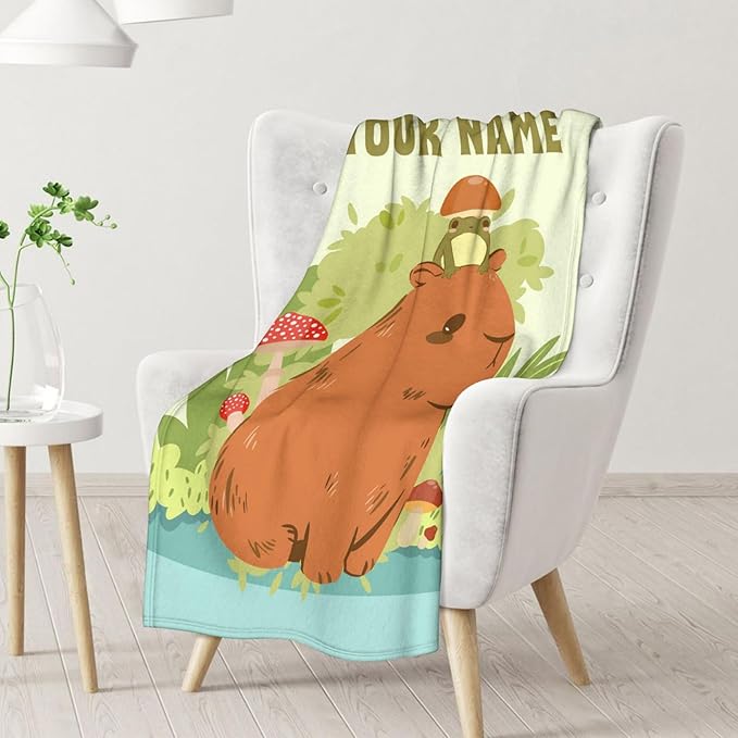 Personalized Blanket Gifts with Name - 60x50 Inches Cute Throw Blanket for Teens, Adults - Custom Light Green Soft Fuzzy Blankets for Bed, Couch & Travel