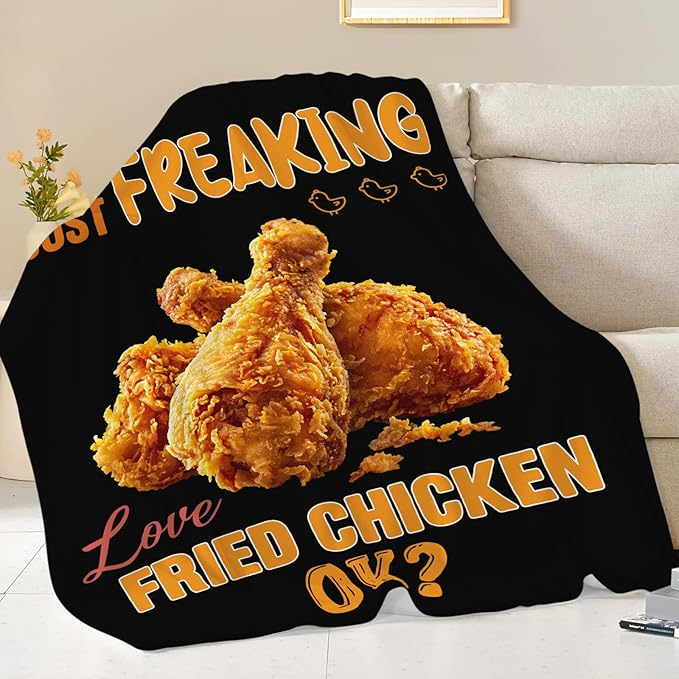 Fried Chicken Blanket, Fried Chicken Drumstick Flannel Throw Blanket, Cozy Fleece Soft Delicious Food Blankets Gift for Kids Couch Sofa Bed 50" x 40"