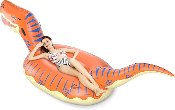 Jasonwell Inflatable Dinosaur Pool Float for Boys Girls Adults 124'' Giant T-Rex Floatie Summer Beach Swimming Pool Inflatables Ride on Party Pool Toys Raft Lounge Kids Tyrannosaurus Rex Toys