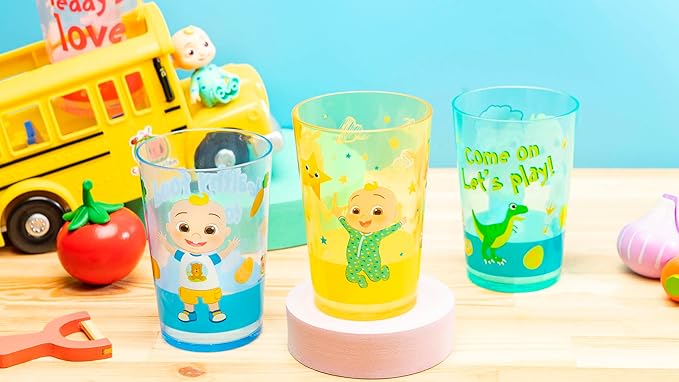 Zak Designs CoComelon Nesting Tumbler Set Includes Durable Plastic Cups with Variety Artwork, Fun Drinkware is Perfect for Kids (14.5 oz, 4-Pack, Non-BPA)