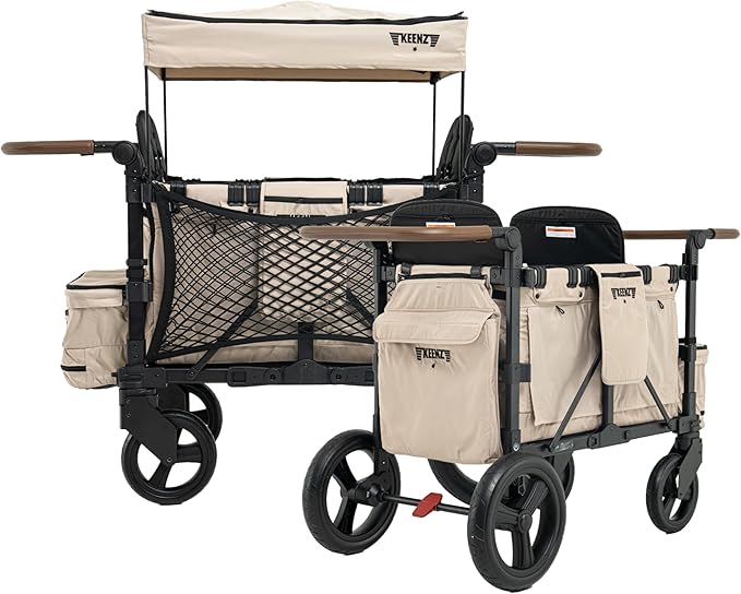 Keenz XC EVO - Luxury Comfort Stroller Wagon | Foldable 2 Passenger with Adjustable Canopy | Mocha