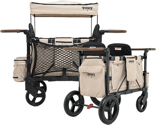 Keenz XC EVO - Luxury Comfort Stroller Wagon | Foldable 2 Passenger with Adjustable Canopy | Mocha