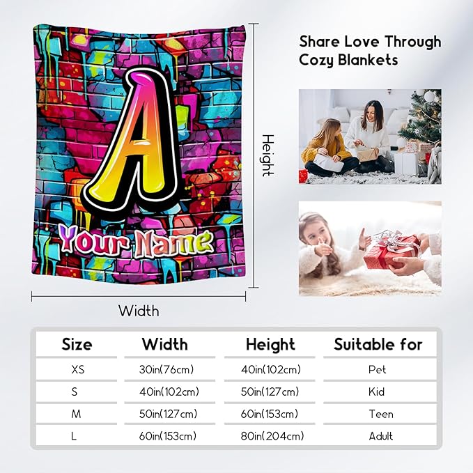 Personalized Blanket for Boys - Kids Throw Blanket - Custom Initial Gifts for Son & Grandson - 30"x40" Fluffy Flannel Monogram Throw for Toddler Child