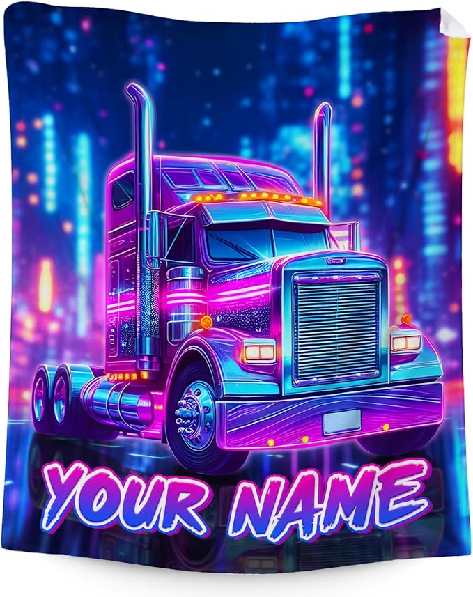 Custom Blanket for Truck Lovers - Fuzzy Adult Blanket Gift - Comfortable Throws for Bed, Living Room