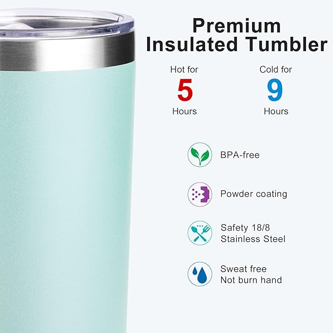 koodee Tumbler with Lids and Straws-12 oz Skinny Tumbler Stainless Steel Double Wall Vacuum Insulated Water Cup Spill Proof, BPA Free (Pink-Blue)