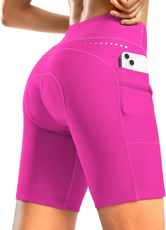 Women's 4D Padded Bike Shorts 5"/7" Riding Underwear Cycling Bicycle Road Biking Cycle Shorts for Women Zipper Pockets