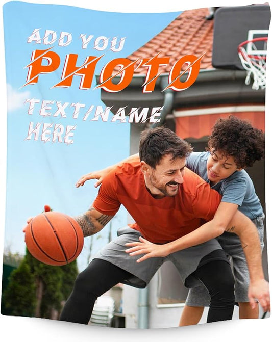 Personalized Blanket Gifts with Picture for Kids Adults - Custom Warm Flannel Blanket with Name for Couch (4 Sizes Choose)