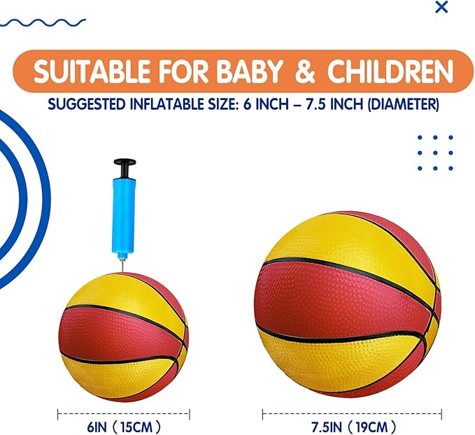 4 Packs Mini Basketballs 7 Inch Size 3 with Pump, Kids Small Basketball Set for Basketball Hoop Pool Party Games Indoor Outdoor Play Sports Toys Bouncy Basket Balls for Kids Toddlers 1-3 3-5 5-7 Gifts