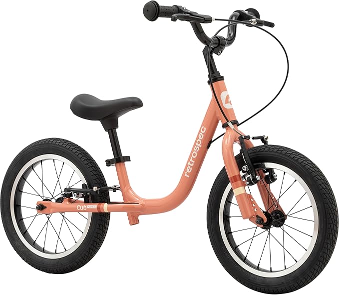 Retrospec Cub Plus XL Kids Balance Bike - 14in Outdoor Toddler Bike with Adjustable Height 15-21in - Lightweight Aluminum Frame & Hand Brakes for Ages 4-6 - Training with Air Tires