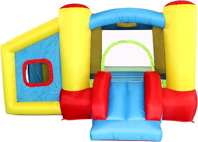 Inflatable Bounce House with Blower, Jumping Castle Slide, Kids Bouncer with Ball Pit, Basketball Rim, Dart Target Game