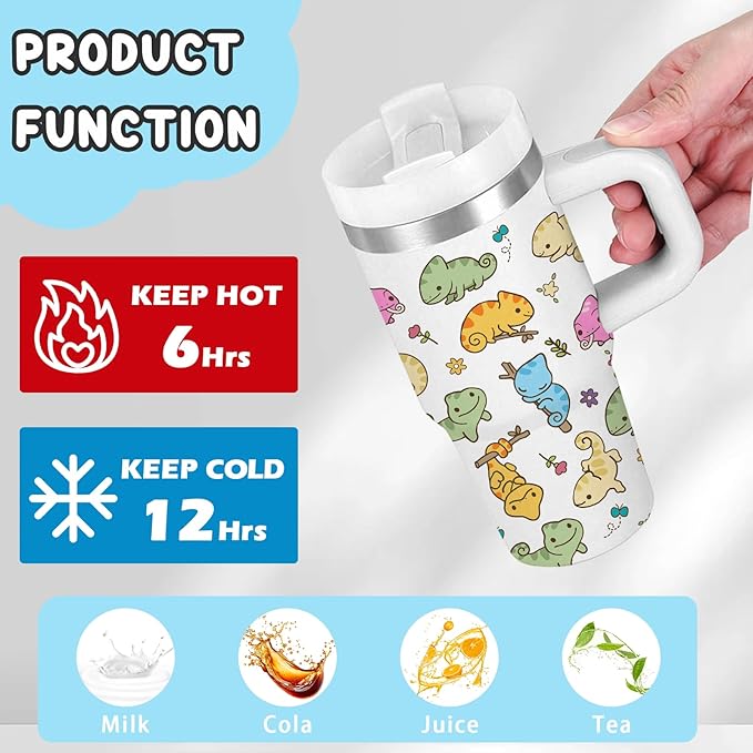 Axolotl Gifts for Kids - 14oz Cute Kids Axolotl Tumbler with Handle and Straw, Stainless Steel Insulated Water Cup, for Sport, School, Travel - Axolotl Lovers Gift for Children Birthday Gift Cup(1pc)