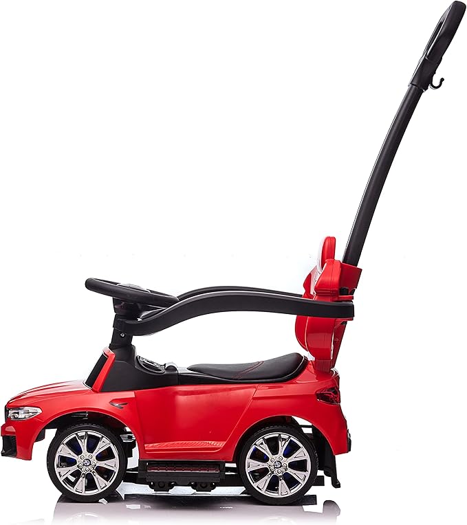 Best Ride On Cars BMW 4 in 1 Battery Powered Push Car, Red, Large