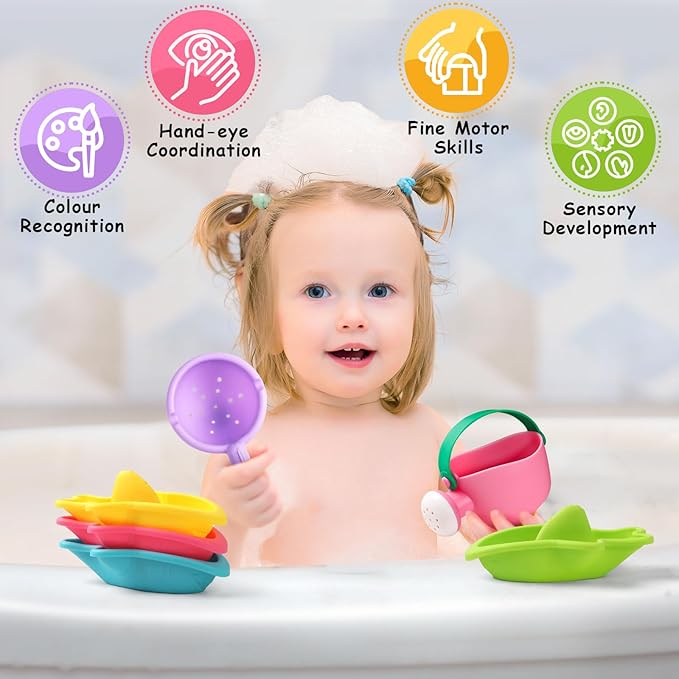 Baby Bath Toys for Kids Ages 1-3 6 PCS Toddler Bath Toys Mold Free for 12+ Months Bathtub Beach Sand Pool Water Table Toys for 1 2 3 4 5 6 Years Old Girls Boys