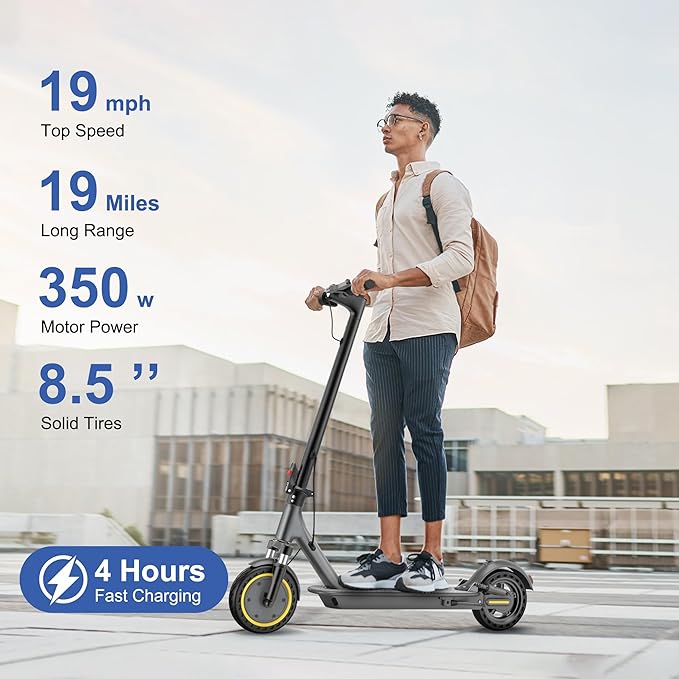 NAVIC Electric Scooter Adults,Max 19/27 Miles Ranges,Top Speed 19/22 mph,350/500W Peak Motor, Folding E-Scooter with Dual Braking Dual Suspension