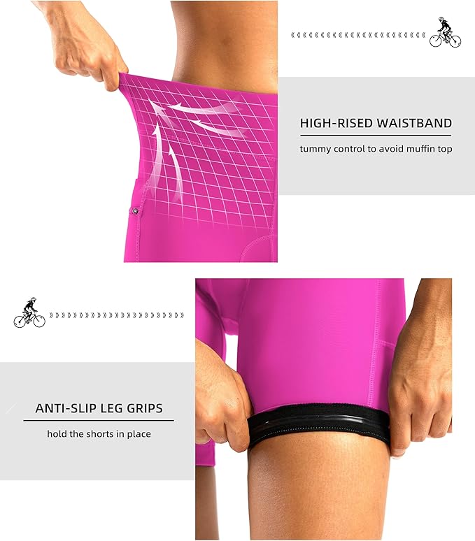 Women's 4D Padded Bike Shorts 5"/7" Riding Underwear Cycling Bicycle Road Biking Cycle Shorts for Women Zipper Pockets
