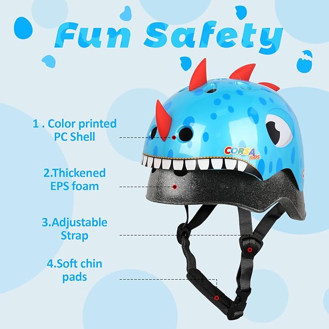 Toddler Kids Bike Helmet, Adjustable and Multi-Sport, 3 Sizes for Ages 1-2-3-5-8-14 Years Child Infant Boys Girls